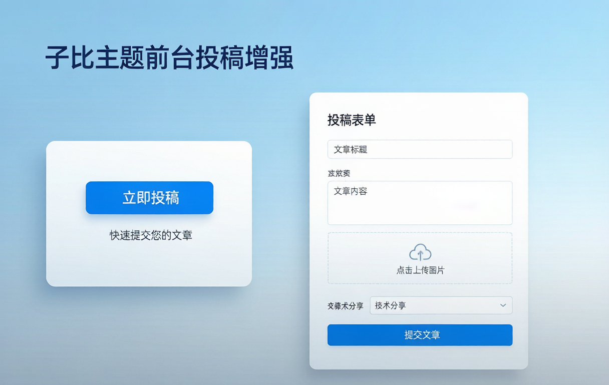 子比主题前台投稿增强：支持复制粘贴图片、拖拽文件上传的实用插件-茉莉小栈